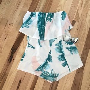 Floral Tropical Romper Jumpsuit Playsuit Strapless